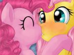  closed_eyes equine female fluttershy fluttershy_(mlp) friendship_is_magic hasbro horse kissing my_little_pony pinkie_pie_(mlp) pony recycletiger yuri 