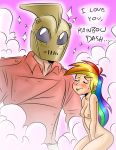  blush breasts closed_eyes crossover friendship_is_magic funny highres long_hair masturbation megasweet multicolored_hair my_little_pony nipples nude pink_background rainbow_dash rocketeer smile sweat the_rocketeer 
