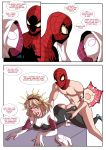  1boy 1girl ass blonde blonde_hair bodysuit breasts comic cum cum_inside female female_human from_behind gwen_stacy human/human impregnation male male/female male_human marvel masked no_panties ovum partially_clothed penis_in_pussy peter_parker sex sperm sperm_cell spider-gwen spider-man spider-man_(series) superhero superheroine taken_from_behind torn_bodysuit vaginal vaginal_penetration vaginal_sex 