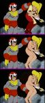 blonde blonde_female blonde_hair character_request closed_eyes copyright_request edit fingering_pussy helmet long_boots megaman_(1994_tv_series) nude_edit panties ponytail prosthesis prosthetic_arm proto_man roll_(megaman_1994_tv_series)