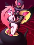 breasts cherri_bomb_(hazbin_hotel) clothed_male_nude_female couple curvy fingering_pussy freckles_on_ass groping_breasts hazbin_hotel restrained sir_pentious_(hazbin_hotel) snake tongue_out
