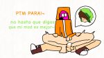 brown_hair closed_eyes closed_mouth cumming erick_(oc) erickverse flushed fnf_icons gay gay_sex green_hat hiper_(oc) open_mouth orange_clothes spanish_language spanish_text tagme tentacle_penis white_background yaoi