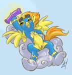  atryl cloud dildo female friendship_is_magic my_little_pony pussy sex_toy skinsuit smile solo spitfire wonderbolts wonderbolts_(mlp) 