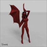  black_hair cg demon horns red_skin vaesark_(artist) wings 