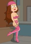  1girl 20th_century_fox big_breasts boots diablodivinity family_guy female glasses hooker latex leaning_back leather lingerie meg_griffin multiverse_meg nipples pink_boots prostitute prostitution slut slutty_outfit solo source_request thigh_high_boots whore 
