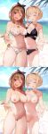  2_girls ;d ^_^ absurd_res ass_visible_through_thighs atelier_(series) atelier_ryza beach big_breasts bikini black_bikini blonde_hair blurry blurry_background blush bow bracelet braid breasts bright_pupils brown_hair casual_nudity cleavage clitoris closed_eyes clothed_female cowboy_shot depth_of_field detexted female_focus female_only hair_ornament hair_ribbon hair_up hairband hairbow hairclip halterneck high_res horizon horny jewelry klaudia_valentz long_hair medium_breasts multiple_girls navel necklace nipples nude nude_filter o-ring o-ring_bikini o-ring_bottom official_art one_eye_closed open_mouth outside outstretched_hand print_bikini pussy reisalin_stout ribbon shiny shiny_skin short_hair side_braid sidelocks smile swimsuit tagme teen thighs third-party_edit toridamono uncensored video_game_character video_game_franchise white_bikini white_pupils 