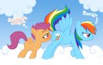  blush english_text equine female friendship_is_magic hair hooves my_little_pony pegasus rainbow_dash raised_tail scootaloo tail text tongue wings zed001 
