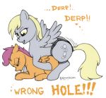  anal anal_penetration derp derpy_hooves dildo doggy_position ecmajor english_text equine female female/female female_only friendship_is_magic horse my_little_pony pegasus penetration pony scootaloo sex sex_toy strap-on text white_background wing_boner wings yuri 
