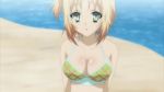  animated animated_gif anime beach bikini blonde_hair bouncing_breasts breasts ecchi gif green_eyes kore_wa_zombie_desu_ka? short_hair sparkle swimsuit yoshida_yuki 