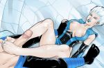 big_breasts breasts cleavage cowgirl_position cum cum_on_feet footjob frost_(mortal_kombat) midway_games mortal_kombat nipples partially_clothed penis rhaydar sub-zero white_hair