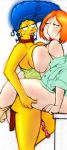 breasts cartoon_milf crossover family_guy huge_breasts lois_griffin marge_simpson the_simpsons white_background yellow_skin