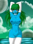  armpit blue_skin desingahv_(artist) dragon_ball elbow_gloves green_skin stockings zaira 