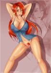  ass big_breasts bottomless breasts curves green_eyes hair head huge_breasts long_hair looking_at_viewer milf mother pubic_hair pussy red_hair shadman standing 