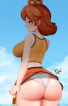  1girl 2021 alternate_breast_size artist_signature ass ass_focus back back_view big_ass big_breasts blue_eyes blush breasts bubble_butt clothed_female crown female_focus female_only huge_breasts large_ass long_hair mario_(series) mario_tennis mature mature_female nintendo orange_clothing orange_hair outside panties pantyshot princess princess_daisy royalty sexy sexy_ass sexy_body sexy_breasts short_skirt sideboob skirt solo_female solo_focus sportswear tennis_racket tennis_uniform thick_thighs thighs tiger1001 underwear upskirt video_game_character video_game_franchise white_panties 