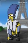  blue_hair camera marge_simpson pearls pussy the_simpsons vaultman yellow_skin 