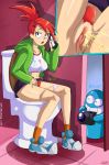  bloo blooregard breasts foster&#039;s_home_for_imaginary_friends frankie_foster light_skin pubic_hair pussy red_hair shadman toilet urinating urine web_address web_address_without_path 
