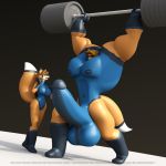 3d anthroanim fox furry inflation rubber weightlifting yiff