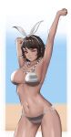  1girl alluring arc2urus big_breasts bikini female_abs josie_rizal namco stretching tekken tekken_7 