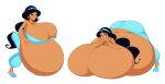  aladdin_(series) belly_bulge belly_expansion black_hair breast_expansion brown_eyes butt_expansion character_sheet disney earrings gigantic_ass gigantic_breasts hyper_pregnancy necklace pregnant pregnant_belly pregnant_female princess_jasmine saburox 