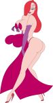  big_breasts breasts disney ear_piercing earrings jessica_rabbit jewelry lipstick long_hair panties piercings red_hair red_panties smile solo thong topless transparent_background underwear who_framed_roger_rabbit 