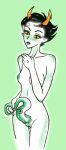 1futa 1girl breasts eyes girl green homestuck kanaya_maryam makeup nude tentacle