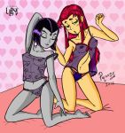bed dc_comics female_only lingerie poland_(artist) raven_(dc) red_hair see-through starfire teen_titans ubnt