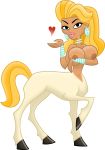 1girl blonde_hair breasts centaur centauress ellissummer female_only kelly_(the_ridonculous_race) mother-of-trolls nipples solo_female tanned_skin the_ridonculous_race topless_female total_drama_island transparent_background