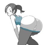  1girl ass fridge_(artist) looking_back nintendo pussy smile wii wii_fit wii_fit_trainer yoga_pants 