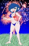  4th_of_july american_flag american_flag_bikini bikini blue_hair breasts cleavage ed,_edd,_&#039;n&#039;_eddy fireworks flag freckles kanker_sisters lipstick marie_kanker print_bikini red_lipstick short_hair smile solo star_print 