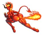  ass big_ass big_breasts breasts color demon demoness female fire fire_hair horn hot_dog nude sideboob succubus tail 