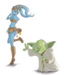  aayla_secura ackers23 alien angry ass blue_eyes blue_skin blush boots clone_wars embarrassing funny green_eyes green_skin looking_back looking_down no_panties pointy_ears red_ass skirt skirt_lift smile star star_wars star_wars:_the_clone_wars stars twi&#039;lek yoda 