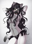  :p breasts feline female furry green_eyes looking_at_viewer skimpy solo topless xin-wei_(artist) 