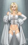  big_breasts blonde blue_eyes breasts cloak corset danielle_st._pierre emma_frost long_hair marvel thigh_high_boots thong white_queen x-men 