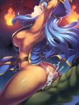  ass bent_over blue_hair blush bodysuit breasts censored chunsoft closed_eyes clothed_sex cum cum_in_pussy dragon_quest dragon_quest_iii enix female_priest_(dq3) fire green_skin hair hat headgear hentai highres long_hair monster open_mouth priest_(dq3) red_eyes sex sideboob souryo_(dq3) torn_clothes uchiu_kazuma vaginal 