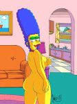  ass breasts hand_on_breast looking_over_shoulder marge_simpson nude smile the_simpsons thighs 