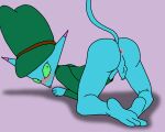  1boy 2021 anal animal ass blue_fur blush cartoon_network cat cat_thieves_(courage_the_cowardly_dog) courage_the_cowardly_dog feline gay green_eyes illegaleel looking_sideways male penis spread_legs surprise tail_up thief yaoi 
