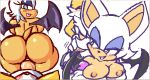  anal anthro aqua_eyes bat bent_over big_breasts boots breasts bubble_butt closed_eyes erect_nipples erection fox from_behind furry gloves hair lipstick looking_back miles_&quot;tails&quot;_prower nipples nude penis rodent rouge_the_bat sega shiny shiny_skin smile sonic_(series) tongue topless white_hair wings 