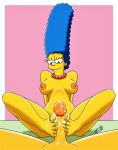  anonymous breasts cum cum_on_feet erect_nipples erect_penis footjob marge_simpson nude the_simpsons thighs 