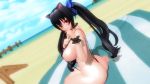  1girl 3d beach cat_ears huge_ass huge_breasts outdoor sling_bikini 