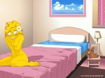  blush lisa_simpson on_bed solo the-real-joe-cool the-real-joe-cool_(artist) the_real_joe_cool the_simpsons yellow_skin 