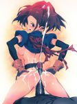 1boy 1girl ass ass_grab back barbara_(dragon_quest_vi) belt between big_ass bitchen bottomless brown_hair buttjob censored cum cum_explosion cum_on_ass cum_on_body cum_on_lower_body dragon_quest dragon_quest_vi earrings ejaculation erection from_behind gloves hand_on_ass hands_on_hips huge_ass interracial jewelry large_penis looking_at_viewer looking_back mosaic_censoring open_mouth penis shirt short_sleeves sideboob smile solo_focus straddling sweat