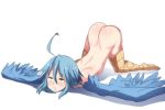  1girl 1girl 1girl 3:2_aspect_ratio ahoge ass bird_legs blue_hair blush brown_eyes corpse death drooling eyebrows_visible_through_hair harpy high_resolution monster_girl monster_musume_no_iru_nichijou nude open_mouth papi_(monster_musume) shiny shiny_hair short_hair simple_background top-down_bottom-up white_background wings 
