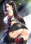  1girl 1girl 1girl ass big_breasts big_breasts blush breasts clothed_female earrings eye_contact female_focus female_only final_fantasy final_fantasy_vii gloves long_hair looking_at_viewer mitarashi_kousei red_eyes sideboob skirt solo_female solo_focus stockings tagme thick_thighs thighs tifa_lockhart video_game_character video_game_franchise 