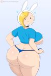  1girl 2019 adventure_time ass big_ass blonde_hair bunny_ears cartoon_network fionna_the_human hat jinu looking_back pawg sideboob simple_background solo_female solo_focus thong under_boob 