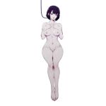  1:1_aspect_ratio 1girl abs areola breasts feet female_full_frontal_nudity female_nudity ghost_in_the_shell high_resolution hips kusanagi_motoko lipstick makeup muscle navel nipples nude nude_female paipan purple_hair pussy red_eyes short_hair simple_background standing thighs uncensored very_high_resolution white_background zeronis 