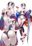  1girl alternate_costume areola areola_slip ass big_breasts breasts cosplay fate_(series) impossible_clothes jeanne_d&#039;arc_(fate) multiple_views nipples panties pussy revealing_clothes short_hair shuten_douji_(fate) underwear white_hair 