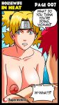 1_female 1_female_human 1female 1girl areola areolae bare_shoulders blonde blonde_hair blue_background breasts cheeks chest chin cleavage comic dialog dialogue english english_text fear fetish green_eyes imminent_sex naruto naruto_shippuden naruto_shippuuden pervert red_hair redhead sasori shoulders spiked_hair spiky_hair sunagakure_symbol super_melons temari text yellow_hair