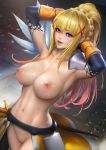  1girl 1girl 1girl big_breasts blonde blue_eyes blush breasts darkness_(konosuba) female_only female_solo high_resolution kono_subarashii_sekai_ni_shukufuku_wo! looking_at_viewer navel nipples nude nudtawut_thongmai open_mouth ponytail pussy source_request tied_hair torn_clothes uncensored very_high_resolution 