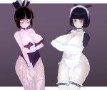big_breasts bunny_ears bunnysuit creepy_susie fishnets goth looking_at_viewer maid maid_uniform nipples the_oblongs