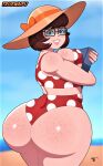  1girl ass beach big_ass big_breasts big_butt book breasts bubble_butt butt dat_ass female female_only freckles glasses hanna-barbera hat huge_ass huge_butt looking_at_viewer looking_back scooby-doo sexy sexy_ass sexy_body sexy_breasts smile solo swimsuit thick_thighs thighs truewaifu velma_dinkley warner_brothers wide_hips 